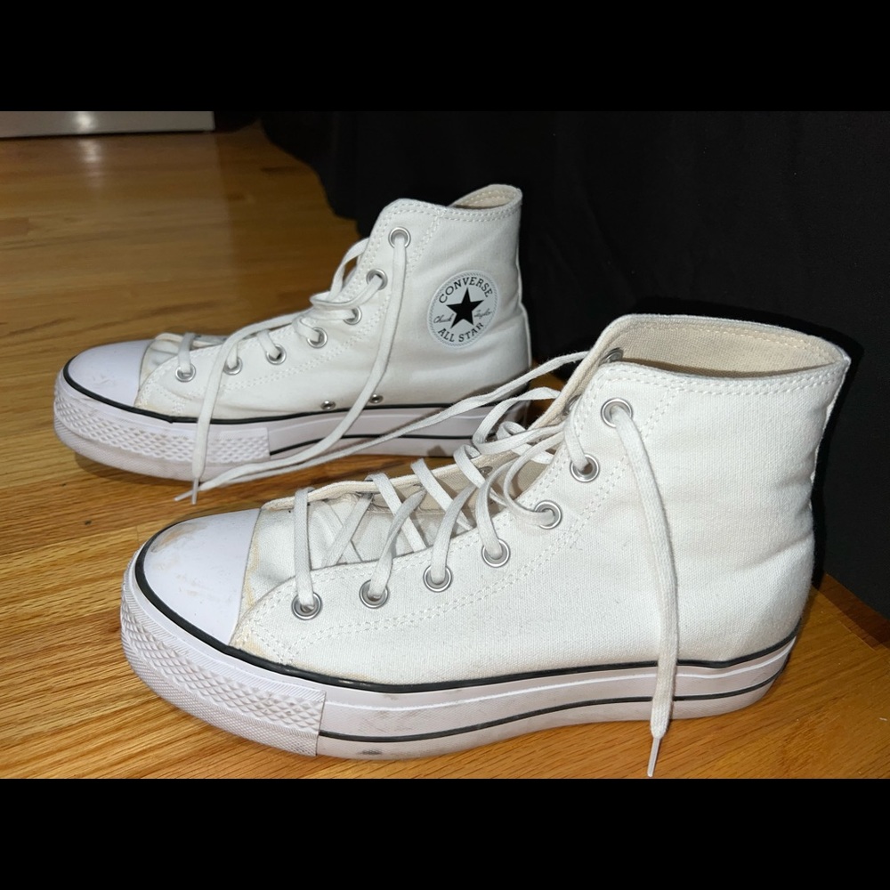 White platform converse sneakers